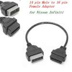 OBD1 14 Pinos Macho para 16 Pinos Feminino OBD2 Adaptador Conector Adaptador de Diagnóstico Scanner Tool Cable Para Nissan Infiniti