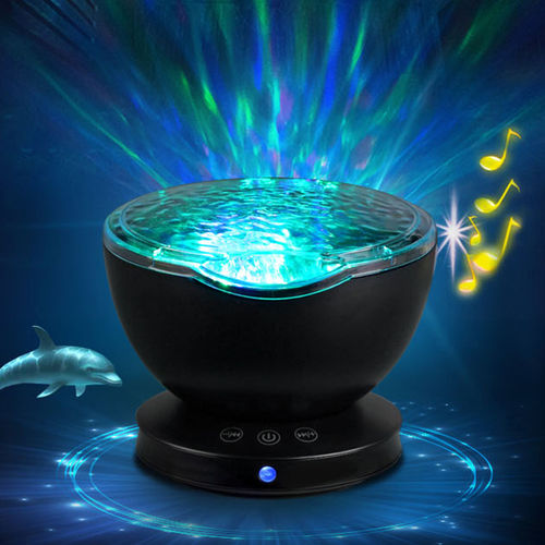 Ocean Wave Projetor Aurora Lâmpada Atmosfera projeção mágica com Built-in Music Speaker para adultos dos miúdos