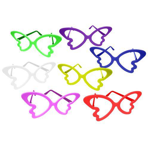Óculos Borboleta Colorido - Pacote com 6 Unidades