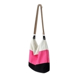 Ombro Ladies Tri-Color Striped Bolsa de Grande Capacidade Messenger Bag