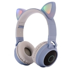 Orelha bonito Cat Bluetooth 5.0 Auscultadores dobrável On-Ear Stereo Headset sem fio com Radio Mic LED Suporte FM / TF / Aux in para Smartphones PC Tablet