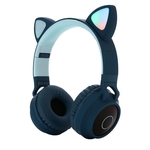 Orelha bonito Cat Bluetooth 5.0 Auscultadores dobrável On-Ear Stereo Headset sem fio com Card / TF Radio Mic LED Suporte FM / Aux in para Smartphones PC Tablet