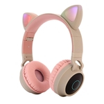 Orelha bonito Cat Bluetooth 5.0 Auscultadores dobrável On-Ear Stereo Headset sem fio com Radio Mic LED Suporte FM / TF / Aux in para Smartphones PC Tablet