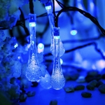Outdoor Garden Party 30 LED Raindrop Teardrop Solar Luzes Cordas Azul