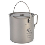 Outdoor Pot Titanium Camping com tampa dobrável portátil Picnic Pot Hanging Pot Panelas 1250 ml