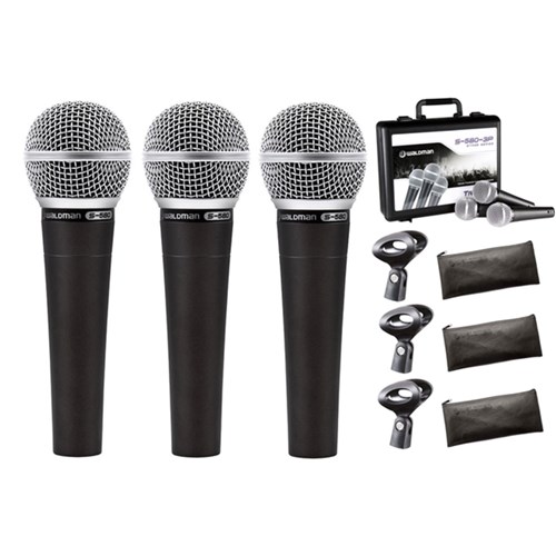 Pack com 3 Microfones S-580 Waldman S-580-3p