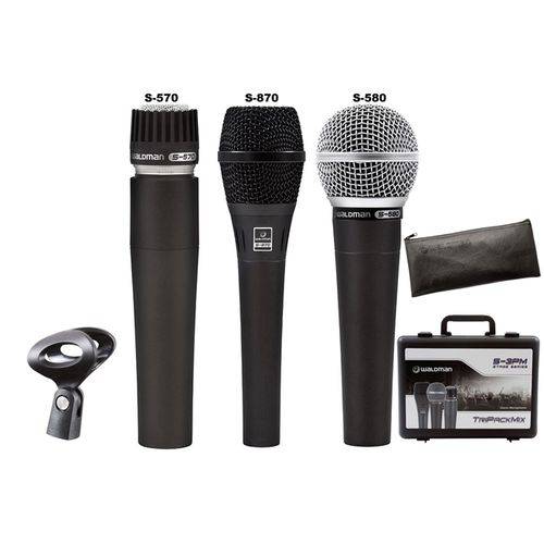 Pack com 3 Microfones Waldman S-870, S-570 e S-580 S-3pm