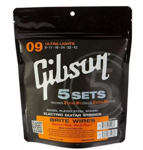Pack Kit Set Encordoamentos Gibson Guitarra - 5 Jogos - 0.09