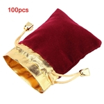 Packing Drawstring Bag,100PCS Luxury High-Grade Velvet Bag Gold Drawstring Harness Pocket Pouches Jewelry Packing Drawstring Bag for Pouch Gift Jewelr