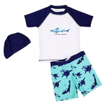 Padrão Crianças Meninos Swimsuit tubarão Praia Protetor solar Top Shorts Hat