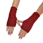 Padrão Rhombus Luvas Knitting metade do dedo para Suprimentos da queda do inverno (quente)