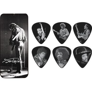Palheta Dunlop Jimi Hendrix Portraits Medium JHPT06M - Lata com 12 Un