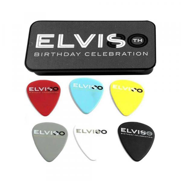 Palheta Dunlop Média Caixa Personalizada com 6 Palhetas Elvis Presley 80TH Birthday - Dunlop