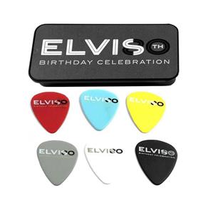 Palheta Dunlop Média Caixa Personalizada com 6 Palhetas Elvis Presley 80TH Birthday