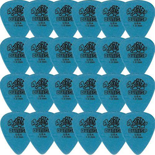 Palheta Dunlop Tortex 1.0mm Azul P/ Guitarra - Kit com 24 Unidades