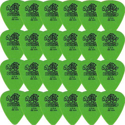 Palheta Dunlop Tortex .88mm Verde P/ Guitarra - Kit com 24 Unidades