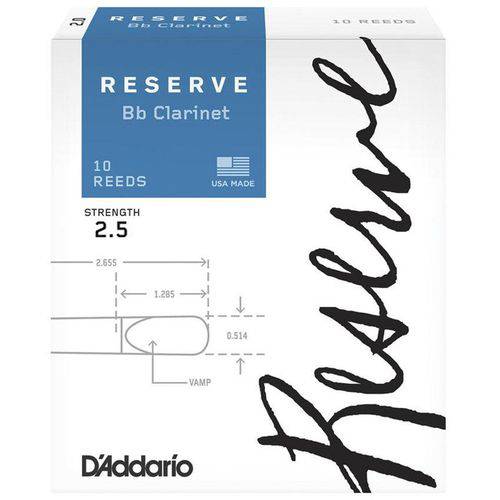 Palheta para Clarinet Nº 2,5 DCR1025 (Caixa 10 Un) - Rico Reserve