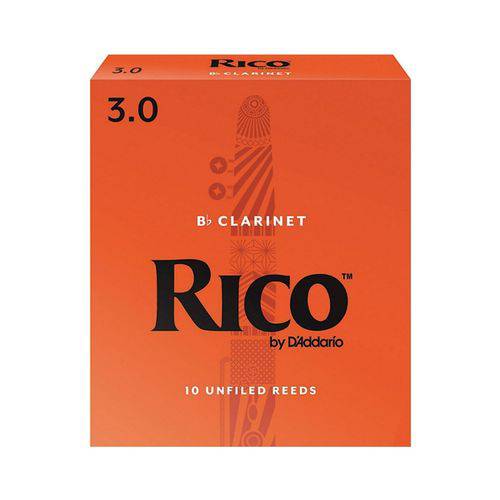 Palheta para Clarinete Bb - Si Bemol Rico #3 (Caixa com 10 Und.) #2200-170-13-AD
