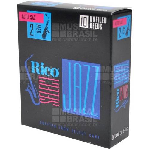 Palheta Rico Select Jazz Unfiled (Corte Tradicional) para Saxofone Alto - Tamanho 2 Medium