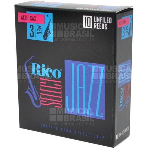 Palheta Rico Select Jazz Unfiled (Corte Tradicional) para Saxofone Alto - Tamanho 3 Medium
