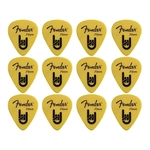 Palheta guitarra violao Fender Rock On Touring Pick 0.73 amarelo media 12 unidades