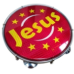 Pandeiro 10" ABS Vermelho Pele "Jesus" - Luen