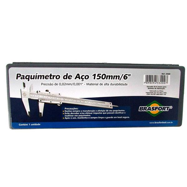PAQUIMETRO BRASFORT AÇO 150 X 0,02mm