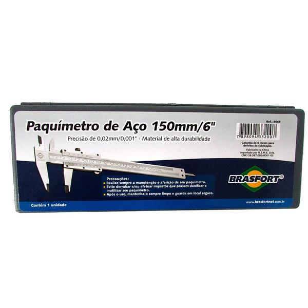 PAQUIMETRO BRASFORT ACO 150x0,02mm8069