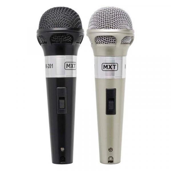 Par Microfone Dinâmico MXT M-201 Preto e Prata com Fio 3M