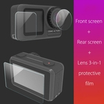 Para Osmo ação da câmera 3 em 1 tela de vidro temperado Protector tampa da caixa de lente protetora Montagem de Filme