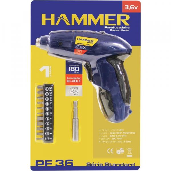 Parafusadeira Hammer Sem Fio com Bits - 3,6v - Blister - Hammer