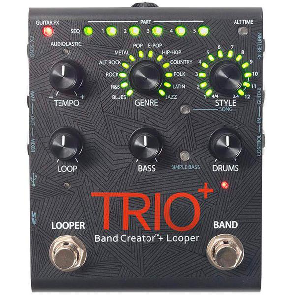 Pedal Digitech Trio Plus V 04 Brand Creator e Looper com Fonte Preto