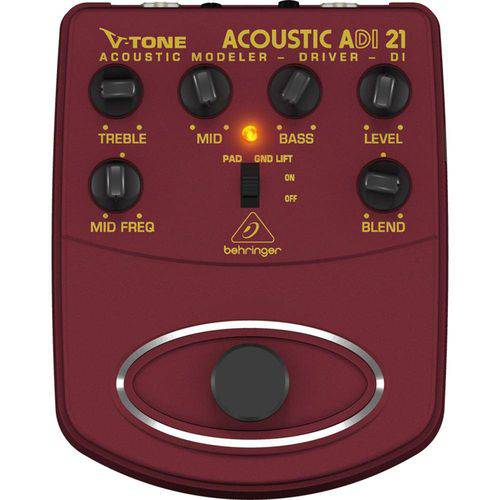 Pedal Violão Adi21 Simulador Acustico V-Tone Acoustic com Direct Box - Behringer F0481