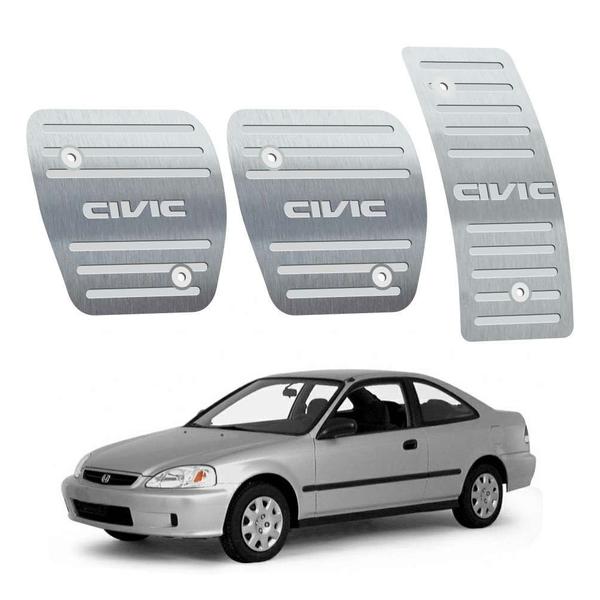 Pedaleira Honda Civic Manual 2001 Até 2006 Aço Inox - 3r Acessórios
