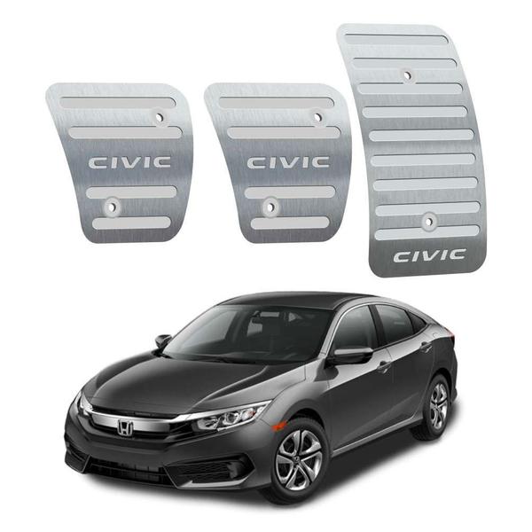 Pedaleira Honda Civic Manual 2017 Até 2019 Aço Inox - 3r Acessórios