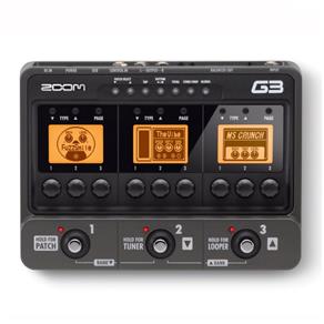 Pedaleira para Guitarra Zoom G3 com 3 Displays e Interface de Áudio Usb