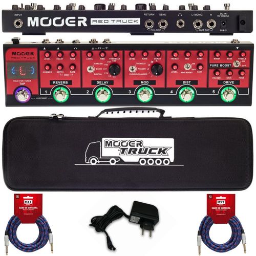 Pedaleira Profissional Multi-efeitos Mooer Red Truck para Guitarra - Cpt1 + Kit