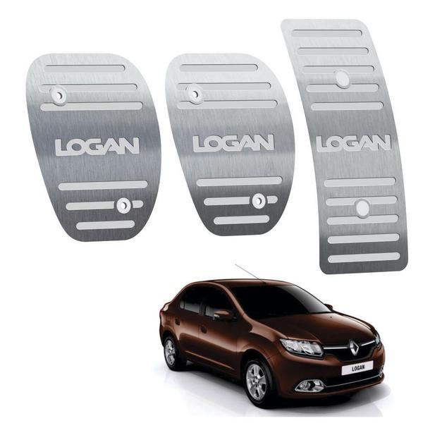 Pedaleira Renault Logan Manual 2014 Até 2019 Aço Inox - 3r Acessórios