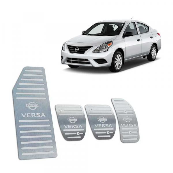 Pedaleiras + Descanso Nissan Versa 2015/2019 Manual Prata - Jr
