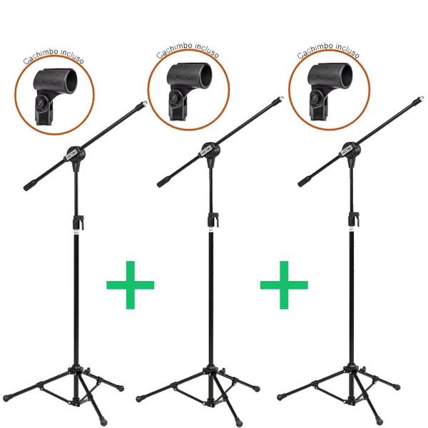 3 Pedestal Suporte Girafa para Microfone + Cachimbos - Vector