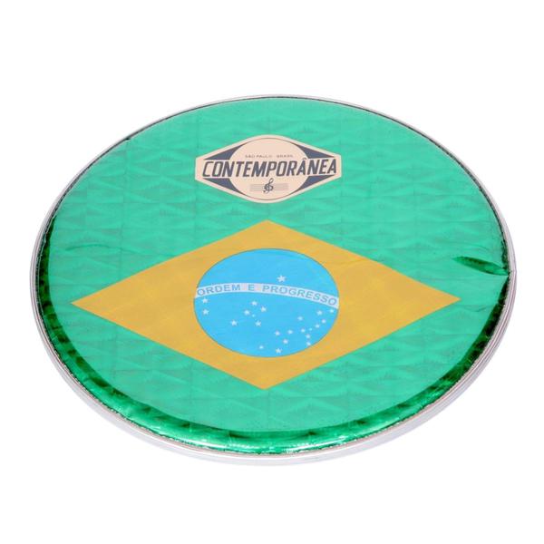 Pele de Pandeiro Contemporânea 48P Nylon 12” - Bandeira do Brasil - Contemporanea