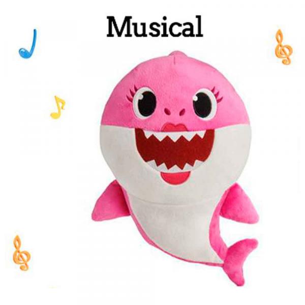 Pelucia Musical Baby Shark Rosa - Toyng