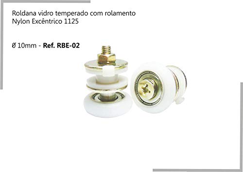 Perfil - Roldana Vidro Temperado - Rbe 02 - Rodizio com Rolamento Nylon Excêntrico 1125 10mm