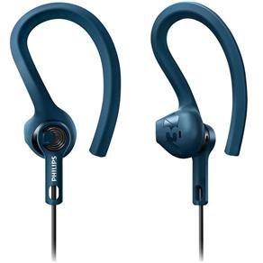 Philips ActionFit - Fones de Ouvido Azul Esportivos C/ Gancho para Orelha, à Prova de Suor e Umidade.