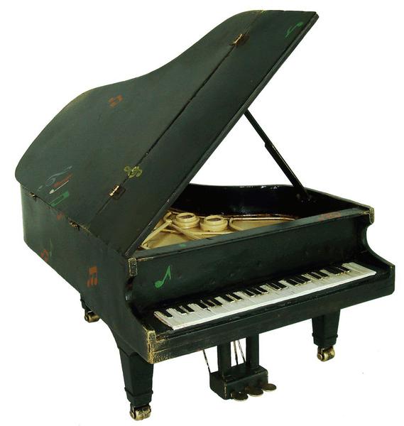 Piano de Cauda 26,5cm Miniatura Metal Vintage Retro Decorativa - Tok Vintage