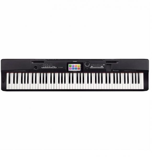 Piano Digital CASIO Priva PX-360M Preto - 88 Teclas -Tela Touch Colorida - MIDI - Pedal - Adaptador