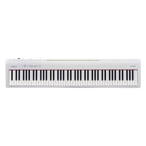 Piano Digital Roland FP-30 WH Branco + Móvel e Pedal Triplo