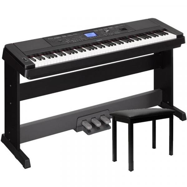 Piano Digital Yamaha Dgx660 Preto Completo + Banco + Pedal
