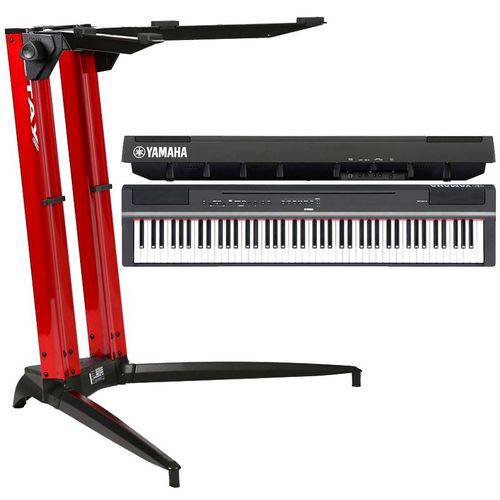 Piano Digital Yamaha P125 + Estante Stay 700/01 Vermelha