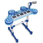 Piano E Teclado Eletrônico Infantil Azul Com Sons Unik Toys